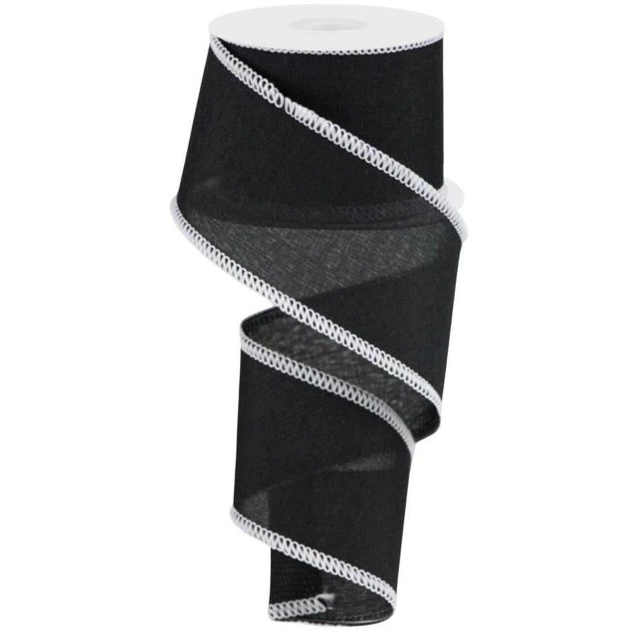 2.5" Cross Royal Stitch Ribbon: Black & White (10 Yards)